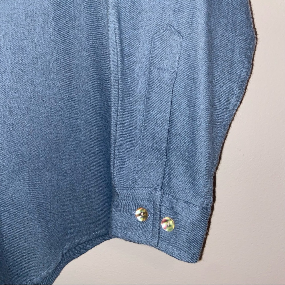 Vintage LL Bean Chamois Shirt Womens Small Pockets Soft Long Sleeve Outdoor Blue - Picture 6 of 10